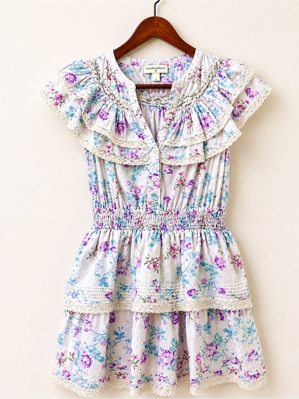 LoveShackFancy x Target Floral Smocked Lace Mini Dress Cottagecore S